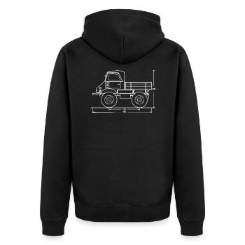 Unimog - Oldtimer - Offroad - Dispositif moteur universel - Veste à capuche bio Premium Unisexe - noir - Dos - Nico (187cm)
