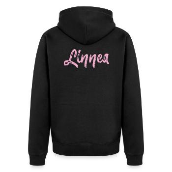 Linnea,nom,écriture manuscrite,rose,police - Veste à capuche bio Premium Unisexe - noir - Dos - Nico (187cm)