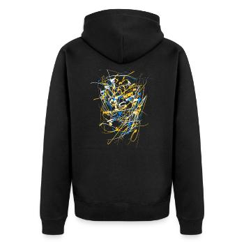Abstrakte Kunst - Futurismus - Unisex Premium Bio Zip Hoodie - Schwarz - Hinten - Nico (187cm)