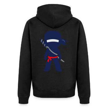 Ninja Kämpfer - Unisex Premium Bio Zip Hoodie - Schwarz - Hinten - Nico (187cm)