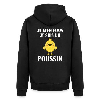 funny I don't care I'm a chick Homour - Unisex Premium Organic Zip Hoodie - black - Back - Nico (187cm)