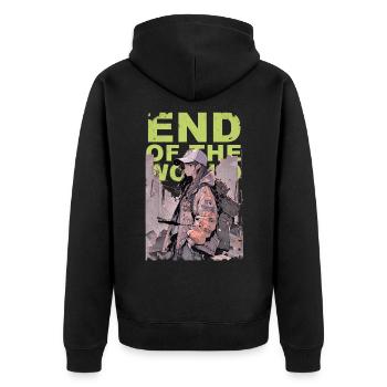 End of the World - Last Woman Standing - Unisex Premium Organic Zip Hoodie - black - Back - Nico (187cm)