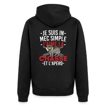 J'aime La Chasse pour Chasseur Passion de la Chass - Veste à capuche bio Premium Unisexe - noir - Dos - Nico (187cm)