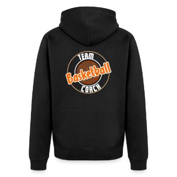 Basketball Team Coach - Unisex Premium Bio Zip Hoodie - Schwarz - Hinten - Nico (187cm)