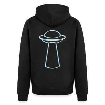 UFO Glitch – Rave & Techno Vibes - Unisex Premium Organic Zip Hoodie - black - Back - Nico (187cm)