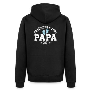 Papa 2021 - Unisex Premium Bio Zip Hoodie - Schwarz - Hinten - Nico (187cm)