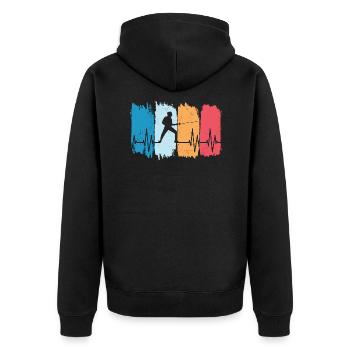 Fechten Herzrhythmus Fechter Geschenke 2021 - Unisex Premium Bio Zip Hoodie - Schwarz - Hinten - Nico (187cm)