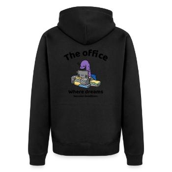 Where dreams become deadlines - The office - Unisex Premium Bio Zip Hoodie - Schwarz - Hinten - Nico (187cm)