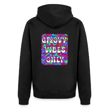 Groovy Vibes Only - Unisex Premium Organic Zip Hoodie - black - Back - Nico (187cm)