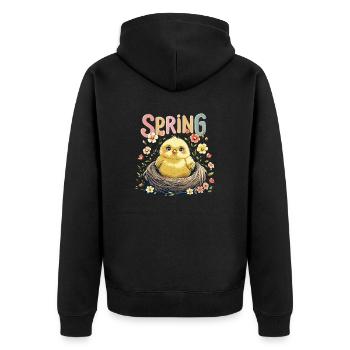 Sweet spring chick in the nest - Unisex Premium Organic Zip Hoodie - black - Back - Nico (187cm)