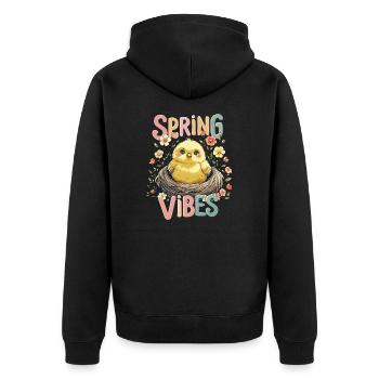 Sweet spring chick in the nest - Unisex Premium Organic Zip Hoodie - black - Back - Nico (187cm)