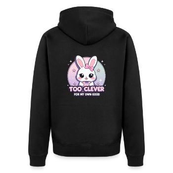 Kawaii Bunny – Too Smart for My Own Good - Unisex Premium Organic Zip Hoodie - black - Back - Nico (187cm)