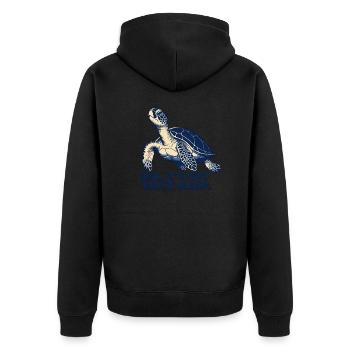 Tortue détendue – pure relaxation profonde - Veste à capuche bio Premium Unisexe - noir - Dos - Nico (187cm)