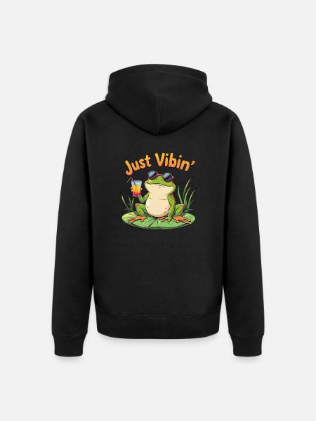 Just Vibin' Summer Frog - Unisex Premium Organic Zip Hoodie - black