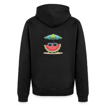 Summer watermelon on the beach - Unisex Premium Organic Zip Hoodie - black - Back - Nico (187cm)