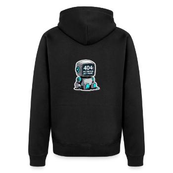 404 Motivation Not Found – Roboter am Limit - Unisex Premium Bio Zip Hoodie - Schwarz - Hinten - Nico (187cm)