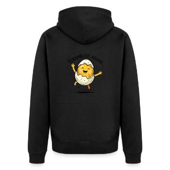 Schon wieder durcheinander – Ei mit Humor - Unisex Premium Bio Zip Hoodie - Schwarz - Hinten - Nico (187cm)