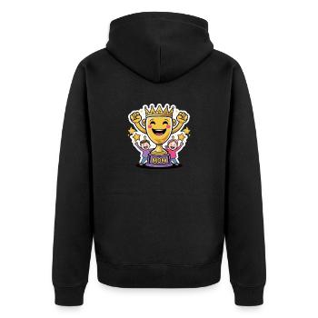 Beste Mama Trophäe – Süßes Muttertagsmotiv - Unisex Premium Bio Zip Hoodie - Schwarz - Hinten - Nico (187cm)