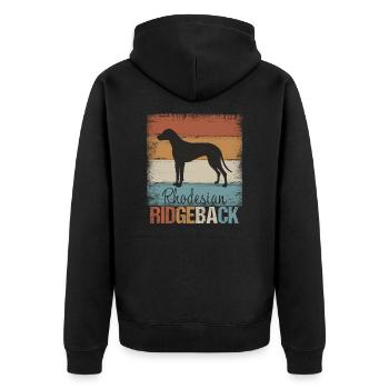 Rhodesian Ridgeback Hund Geschenk - Unisex Premium Bio Zip Hoodie - Schwarz - Hinten - Nico (187cm)