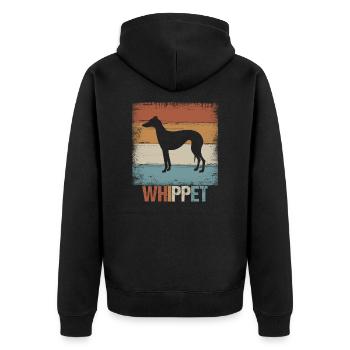 Whippet Windhund Hund Familie Geschenk - Unisex Premium Bio Zip Hoodie - Schwarz - Hinten - Nico (187cm)