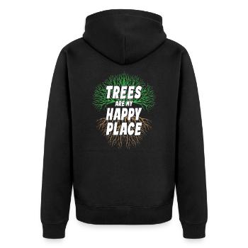 Trees Are My Happy Place - Unisex Premium Organic Zip Hoodie - black - Back - Nico (187cm)