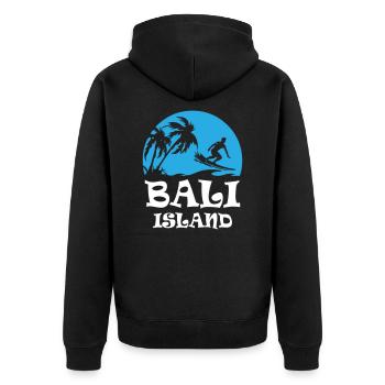 Bali Iceland - Unisex Premium Organic Zip Hoodie - black - Back - Nico (187cm)