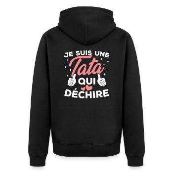 Je suis une tata qui déchire - Veste à capuche bio Premium Unisexe - noir - Dos - Nico (187cm)