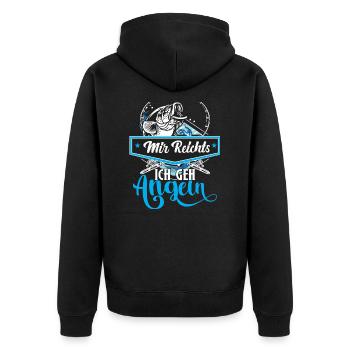 Mir reicht´s ich geh angeln - Unisex Premium Bio Zip Hoodie - Schwarz - Hinten - Nico (187cm)