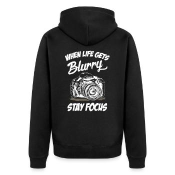 Photographer Stay Focus - Unisex Premium Bio Zip Hoodie - Schwarz - Hinten - Nico (187cm)