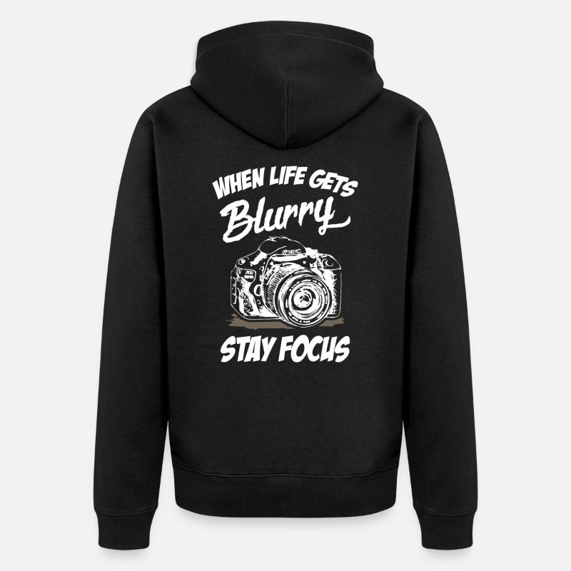 Photographe Restez concentré - Veste à capuche bio Premium Unisexe - noir