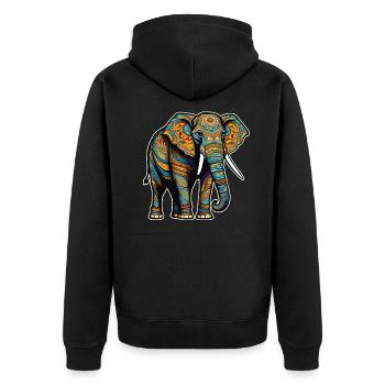 Spirit Animal Elefant im Bohemian Style - Unisex Premium Bio Zip Hoodie - Schwarz - Hinten - Nico (187cm)
