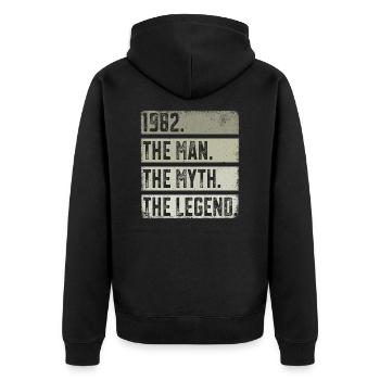 Born 1982 Man Myth Legend Birthday - Unisex Premium Organic Zip Hoodie - black - Back - Nico (187cm)