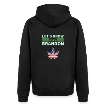 Lasst uns Brandon Cannabis Marihuana Legalisierung wachsen lassen - Unisex Premium Bio Zip Hoodie - Schwarz - Hinten - Nico (187cm)