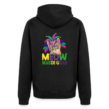 meow mardi gras , cut cat, cats lover - Veste à capuche bio Premium Unisexe - noir - Dos - Nico (187cm)