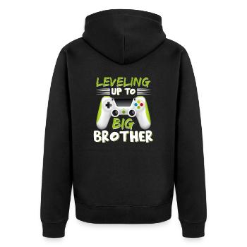 Leveling Up To Big Bro Brother Videospieler Big Bro - Unisex Premium Bio Zip Hoodie - Schwarz - Hinten - Nico (187cm)
