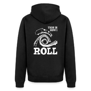 This is How I Roll Roller Coaster1 - Unisex Premium Organic Zip Hoodie - black - Back - Nico (187cm)
