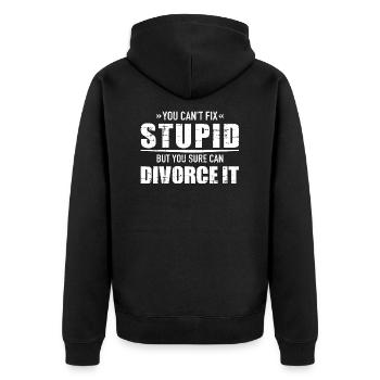 Scheidung - Unisex Premium Bio Zip Hoodie - Schwarz - Hinten - Nico (187cm)
