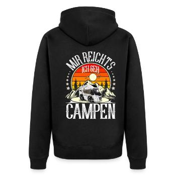 Camping Camper Campen - Unisex Premium Bio Zip Hoodie - Schwarz - Hinten - Nico (187cm)