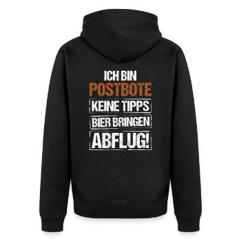 Ich bin Postbote - Bier bringen und Abflug - Unisex Premium Bio Zip Hoodie - Schwarz - Hinten - Nico (187cm)
