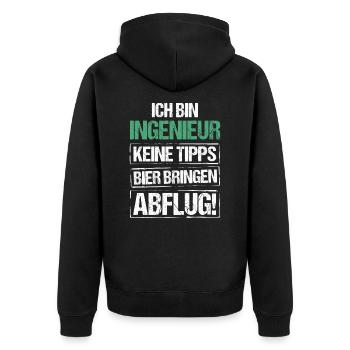 I'm an engineer - bring beer and take off - Unisex Premium Organic Zip Hoodie - black - Back - Nico (187cm)