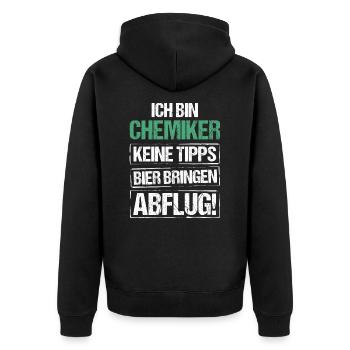 I'm a chemist - bring beer and take off - Unisex Premium Organic Zip Hoodie - black - Back - Nico (187cm)