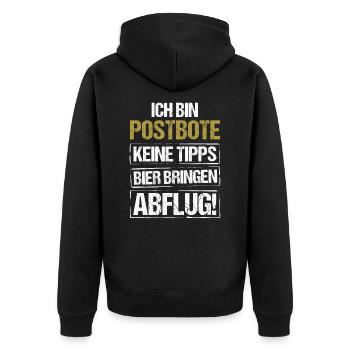 Ich bin Postbote - Bier bringen und Abflug - Unisex Premium Bio Zip Hoodie - Schwarz - Hinten - Nico (187cm)