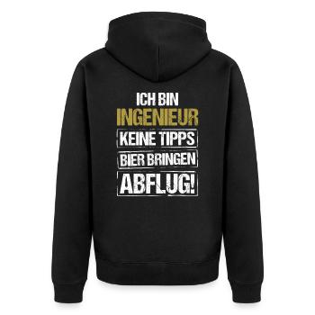 I'm an engineer - bring beer and take off - Unisex Premium Organic Zip Hoodie - black - Back - Nico (187cm)