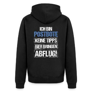 Ich bin Postbote - Bier bringen und Abflug - Unisex Premium Bio Zip Hoodie - Schwarz - Hinten - Nico (187cm)