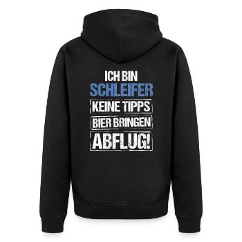 I'm a grinder - bring beer and take off - Unisex Premium Organic Zip Hoodie - black - Back - Nico (187cm)