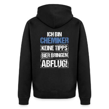 I'm a chemist - bring beer and take off - Unisex Premium Organic Zip Hoodie - black - Back - Nico (187cm)