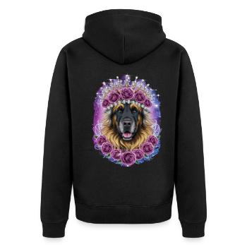Chien Leonberger avec couronne et roses - Veste à capuche bio Premium Unisexe - noir - Dos - Nico (187cm)
