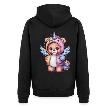 Ours en peluche licorne au look kawaii - Veste à capuche bio Premium Unisexe - noir - Dos - Nico (187cm)