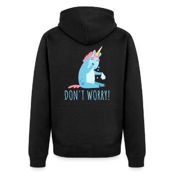 Ne t'inquiète pas Licorne | Idée Cadeau Licorne Triste - Veste à capuche bio Premium Unisexe - noir - Dos - Nico (187cm)