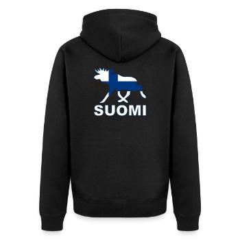 Suomi Moose Elk Moose Finland Helsinki Gift - Unisex Premium Organic Zip Hoodie - black - Back - Nico (187cm)